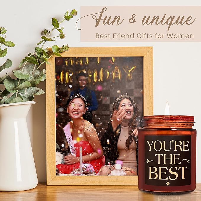 You're The Best Gifts for Women, Men - Birthday, Friendship, Thank You, Appreciation Gift for Coworker, Best Friend, Bestie, BFF, Sister, Mom - Lavender Vanilla Relaxing Soy Candle for Home