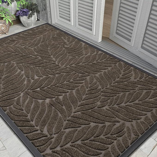Yimobra Front Door Mat Outdoor Indoor, 60x36 All-Season Waterproof Welcome Mat, All-Weather Outside Entrance Mat, Non-Slip Patio Porch Doormat, Low Profile, Fade Resistant, Brown