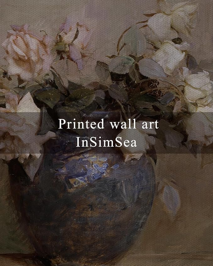 InSimSea Framed Flower Canvas Large Wall Art Prints Decor, Vintage Floral Rustic Decorations for Living Room, Farmhouse Wall Decor for Living Room Bedroom 20x30inch, Roses in Vase