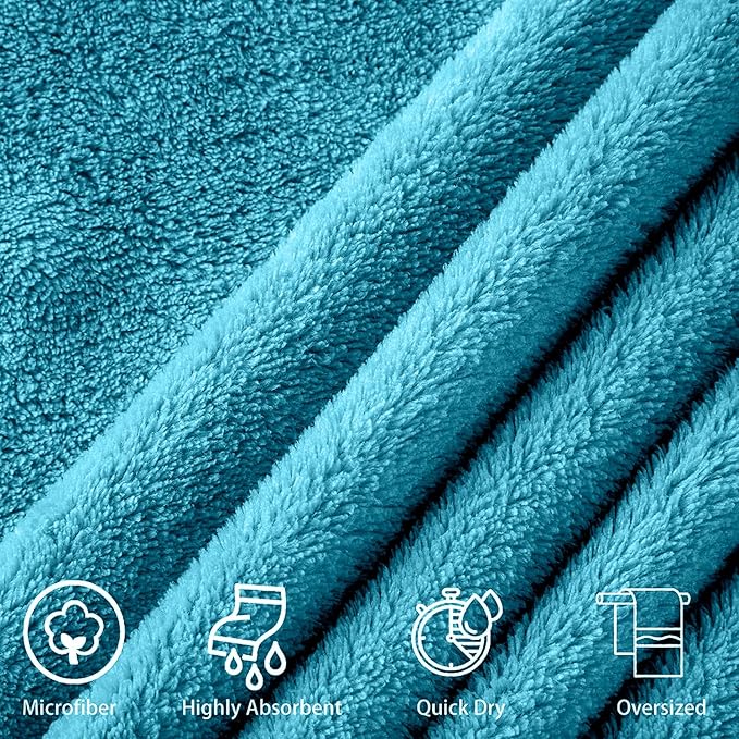 12 Piece Microfibers Towel Set, 2 Oversized Large Bath Towels, 2 Bath Towel, 4 Hand Towels, 4 Washcloths, Ultra Soft Absorbent Bathroom Towel for Home and Hotel Shower Towel Oversized Bath Sheet