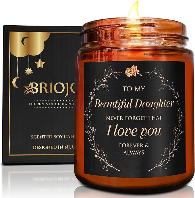 My Beautiful Daughter Candle Gift from Mom Dad - Unique Love You, Bridal Shower, Wedding, Mother's Day, Birthday Gift for Daughter Adult, Stepdaughter - Cashmere Vanilla Scented Soy Candle