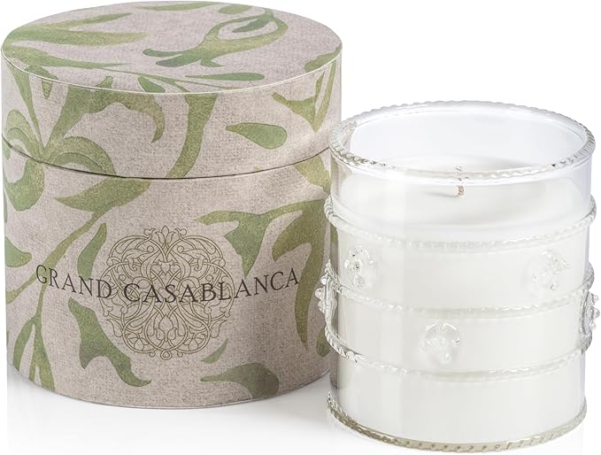Zodax Grand Casablanca Glass Jar Scented Candle for Home Decor - Single-Wick Candle Ideal for Kitchen and Bathroom - Makes a Great Gift for Women and Men - Magnolia Petals - 6.5 Oz.