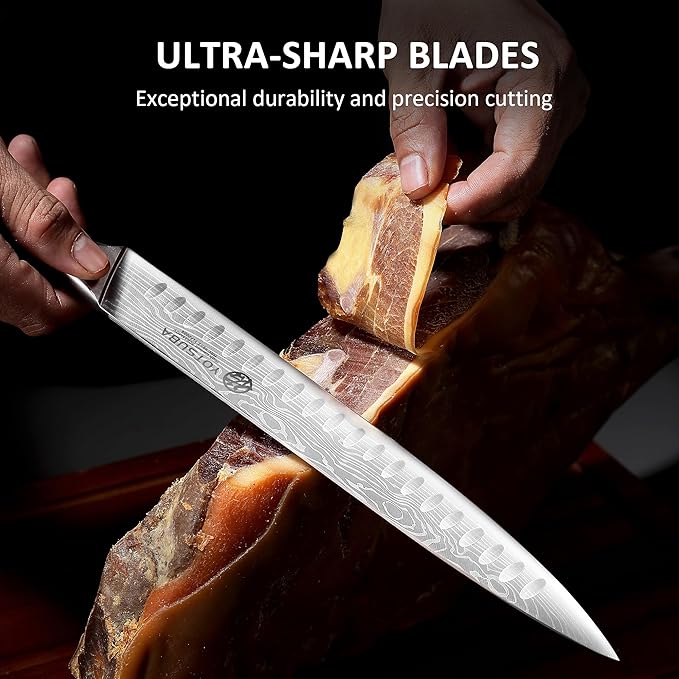 YOTSUBA Carving Knife for Meat, 10" Slicing Knife, High Carbon Steel Brisket Knives with Ergonomic Handle, Butcher Breaking Knives for Chopping Vegetable and Cooking with Gift Box