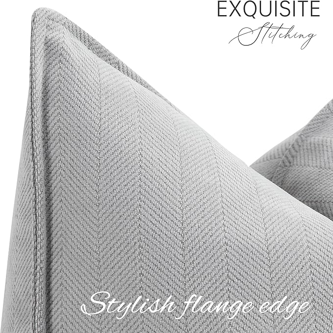 ZWJD Light Gray Pillow Covers 22x22 Set of 2 Chenille Throw Pillow Covers with Elegant Design Soft and Luxurious Decorative Throw Pillows for Couch, Bed, and Home Decor