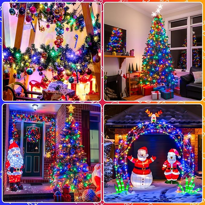 JMEXSUSS 400 LED Christmas Lights Outdoor Decorations, 132ft Multicolor Christmas Tree Lights with Remote, Indoor String Lights Plug in for House Christmas Bush Decor
