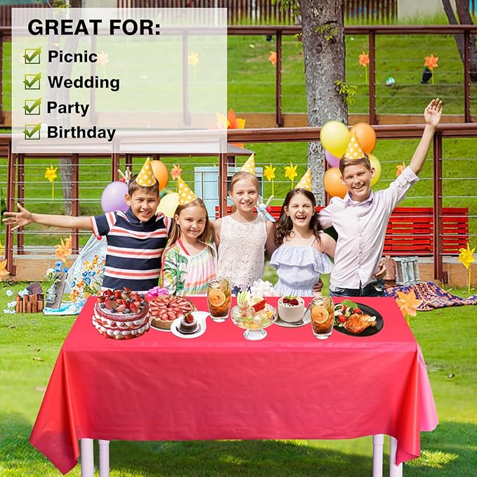 Craft And Party, 54 in x 100 feet Plastic Table Cover Roll for Party, Banquet, Picnic, Kids Activities for Any Size and Shape Table (Coral, 54" x 100ft)