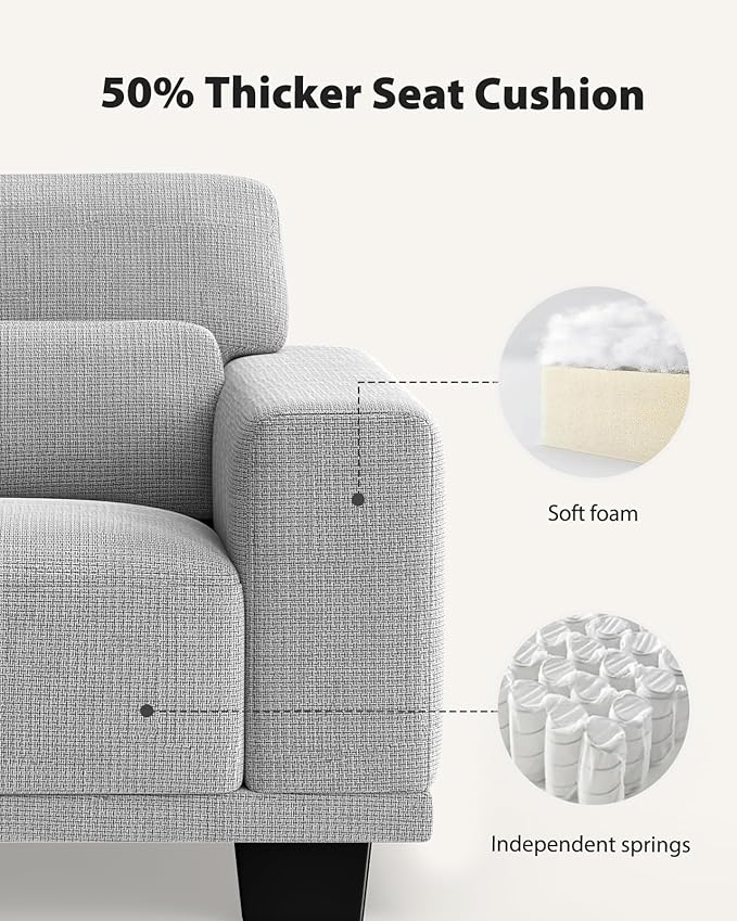Pipishell Modern Accent Chair, Oversized Armchair with Thick Cushion & Wide Seat Armrests, Reading Chairs Comfy Arm Chair, Removable Sofa Cushion and Cover,Easy to Install, Grey