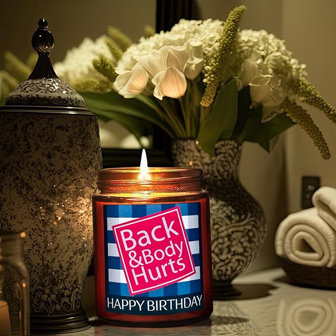 Funny Happy Birthday Candle Gifts for Women Men - Fun Relaxing 30th 40th 50th 60th Birthday Presents - Soy Calming Candle for Home - Sea Salt Jasmine Essential Oil Spa Candle for Stress Relief