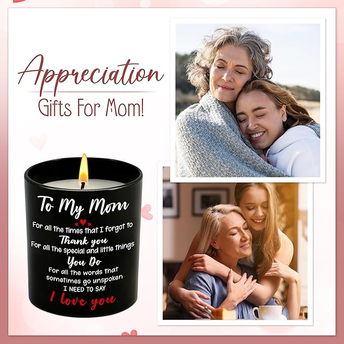 Birthday Gifts for Mom from Daughter Son - Long Lasting Vanilla Lavender Scented Candle 10 oz - Christmas Thank You Gifts for Mother, Mama, Mother in Law, Grandma, I Love You Mom Gift Ideas