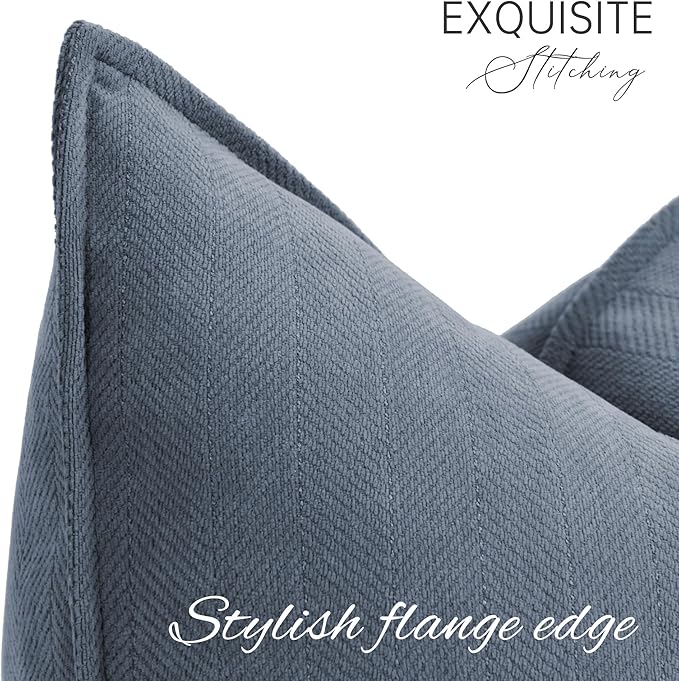 ZWJD Dusty Blue Pillow Covers 18x18 Set of 2 Chenille Throw Pillow Covers with Elegant Design Soft and Luxurious Decorative Throw Pillows for Couch, Bed, and Home Decor