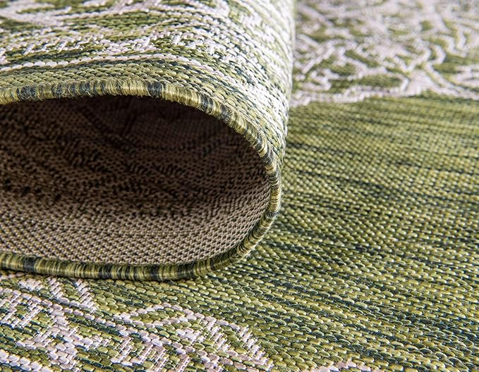 Unique Loom Outdoor Traditional Collection Area Rug - Antique (7' 1" x 10' Rectangle, Green/ Gray)