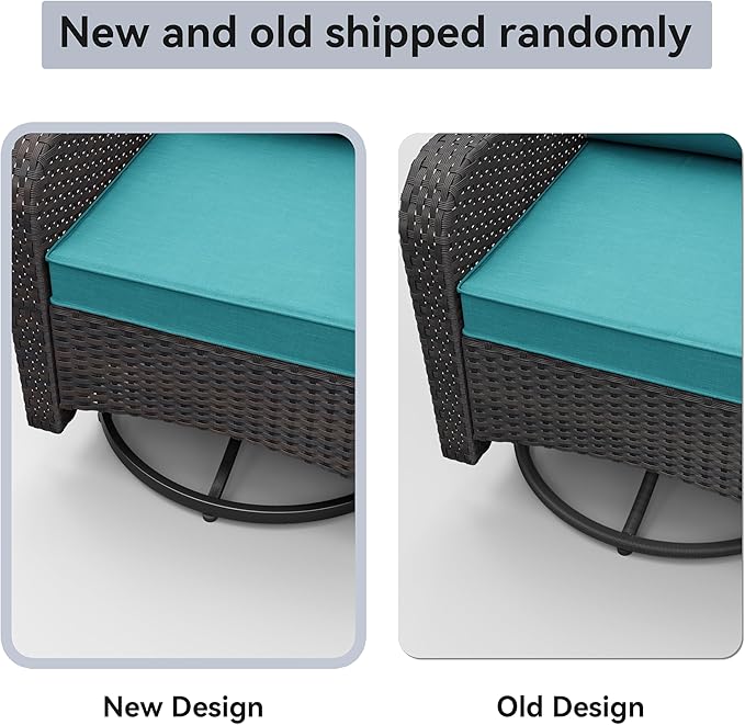 Kurapika 9 Pieces Patio Furniture Set, Rattan Sofa Set, Outdoor Conversation Sets w/Swivel Rocking Chairs Patio Sectional Sofa w/4 Inch Cushion, Blue