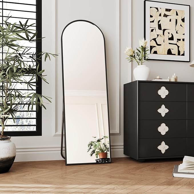 Wall Mirror Full Length 18"x58",Arched Floor Mirror,Full Length Wall Mirrors,Arched Wall Mirrors,Full Body Mirror,Black Frame