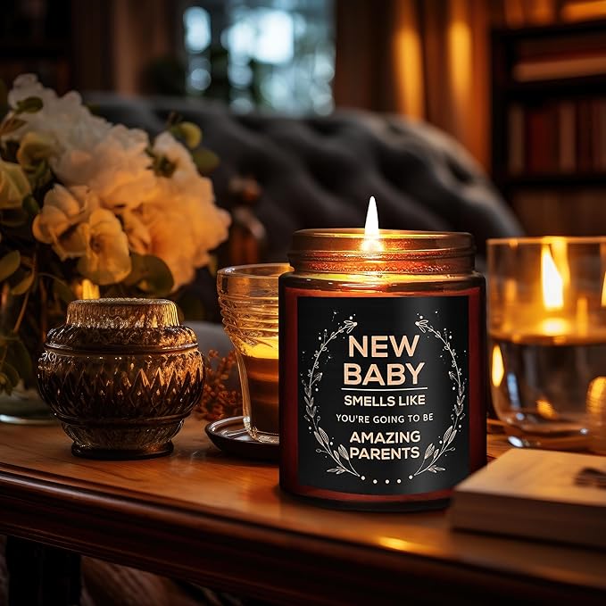 Gender Reveal Gift Candles - Relaxing Gifts for Expecting Mom & Dad - First Mothers Day, New Baby, Pregnancy Gifts - Lavender Vanilla Scented Natural Soy Wax Candle for Home, New Parents