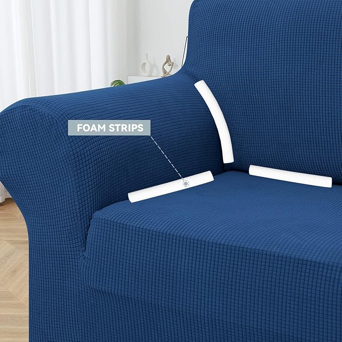 LURKA Stretch Oversized Sofa Slipcovers 1 Piece Couch Covers for 3 Cushion Couch Sofa Furniture Protector Full Sofa Covers with Elastic Bottom for Kids and Pet (X-Large,Royal Blue)
