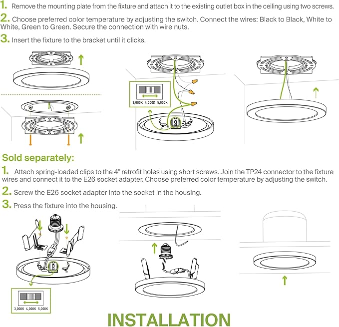 ASD LED 7" Round Flush Mount Ceiling Light Fixture, Low Profile Surface Lighting | 5CCT, Dimmable, Ultra-Thin, ETL Listed | 15W 1260LM 2700-6000K 120V | Kitchen, Bedroom, Hallway Lamp | White, 6 Pack