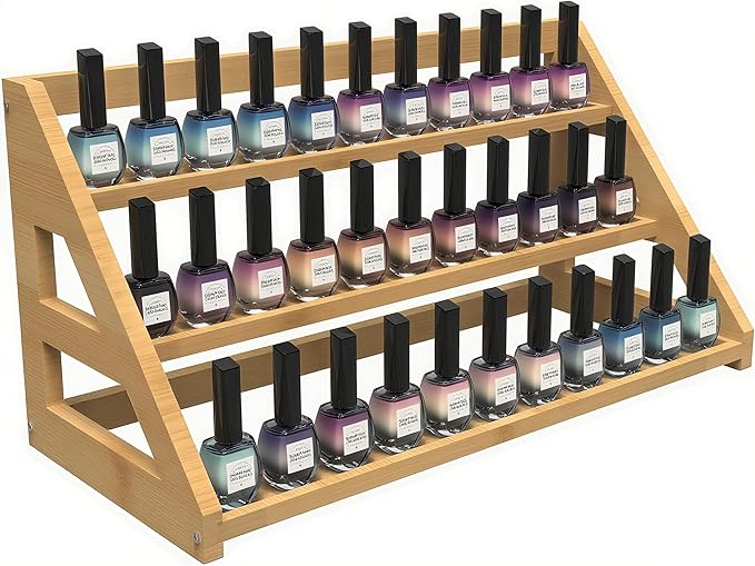 Bamboo Spice Rack: Large Spice Shelf for Kitchen Countertop Pantry Cabinet Organizer, Holds 24 Spice Jars (2.1")