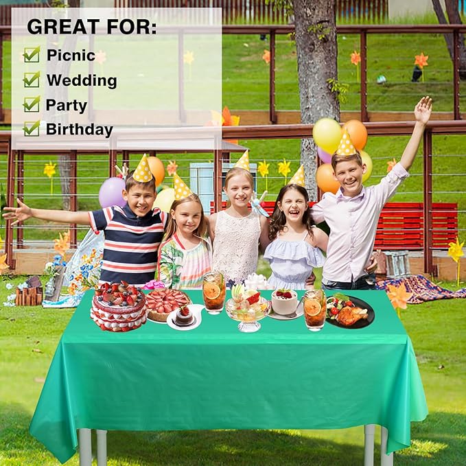 Craft And Party, 54 in x 100 feet Plastic Table Cover Roll for Party, Banquet, Picnic, Kids Activities for Any Size and Shape Table (Emerald Green, 54" x 100ft)