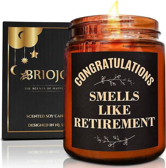 Retirement Gifts for Women, Men - Funny Retiring Candles - Best 2025 Retired Gift for Mom, Husband, Nurse, Coworker, Teacher, Friends - Tropical Coconut Relaxing Scented Soy Candle for Home
