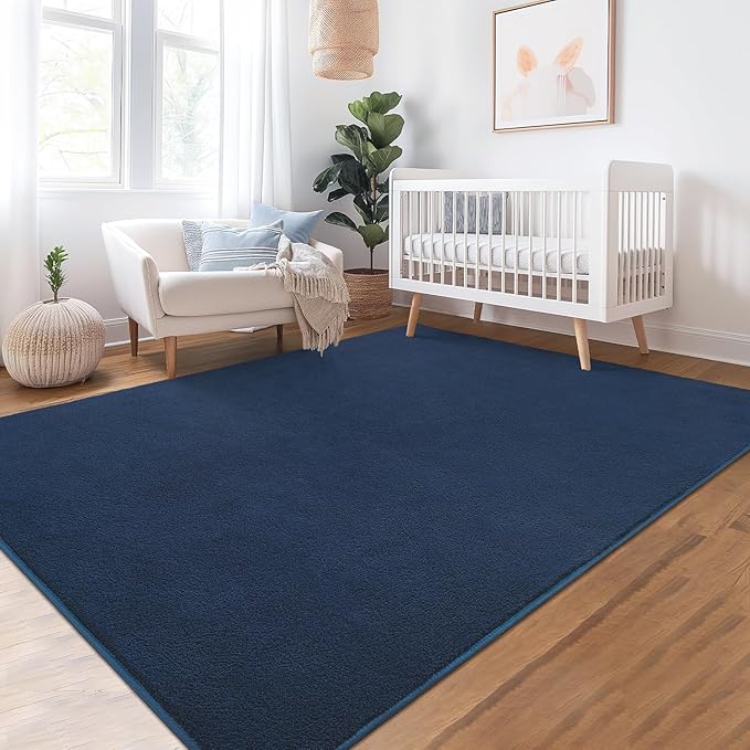 Soft Rugs for Living Room 4x6 Navy Blue, Minimalist Area Rug for Bedroom Nursery Dining Table Dorm, Throw Rugs for Men Boys Girls Kids Room Indoor Floor Carpets