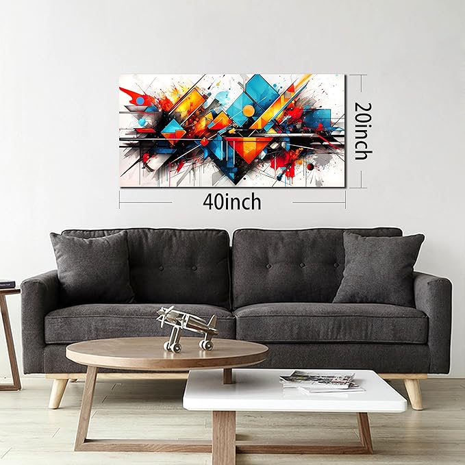 Abstract Pictures for Living Room Wall Decoration - Colorful Room Wall Decor for Bedroom - Modern Office Wall Art Size 20" x 40"