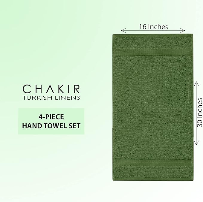 Chakir Turkish Linens Premium Cotton Absorbent Turkish Towels (Hand Towel - 4 Piece Moss)