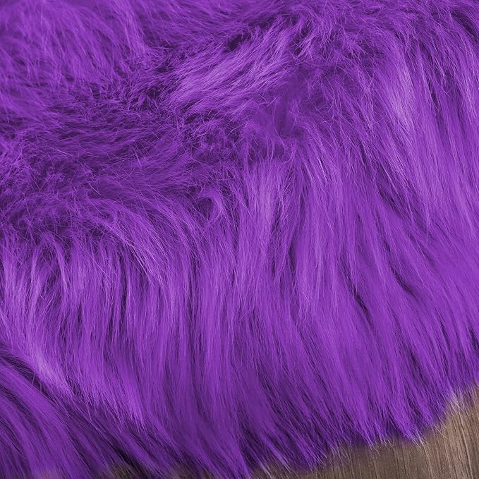 Latepis Runner 2x6 Purple Sheepskin Throw Rugs Washable Faux Fur Rug Shag Fluffy Carpet for Living Room Playroom Sofa Bedside Rugs Room Decor Sheepskin