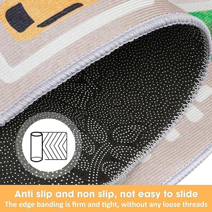 Kid Rug Carpet Playmat for Toy Cars and Train,Play Area Rug with Rubber Backing,Fun Throw Rug,Ideal Gift for Children Baby Bedroom Play Room(100×180cm/39×71in) Y6