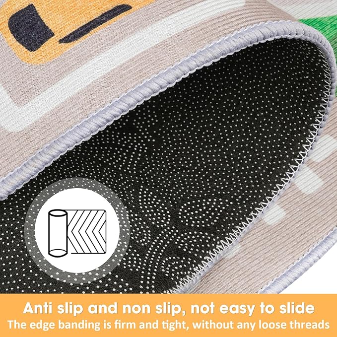 Kid Rug Carpet Playmat for Toy Cars and Train,Play Area Rug with Rubber Backing,Fun Throw Rug,Ideal Gift for Children Baby Bedroom Play Room(160×230cm/63×91in) Y6