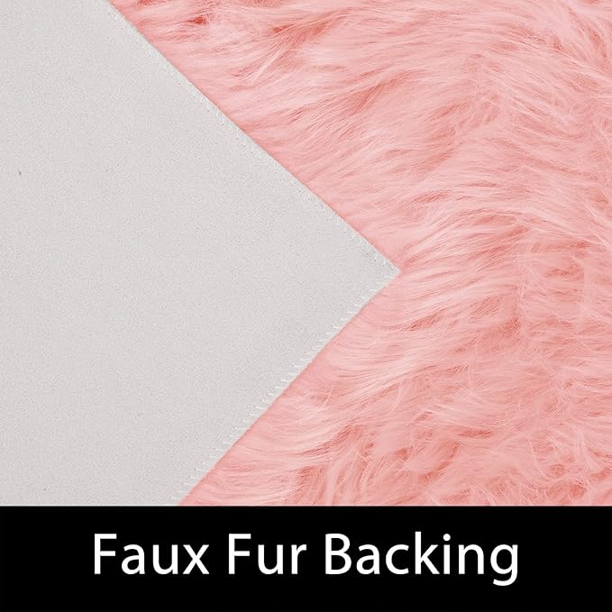 Latepis Pink Bedroom Rug 4x6 Area Faux Sheepskin Rug Fluffy Fur Rugs for Living Room Furry Bedside Rugs for Girls Room Luxury Home Decor