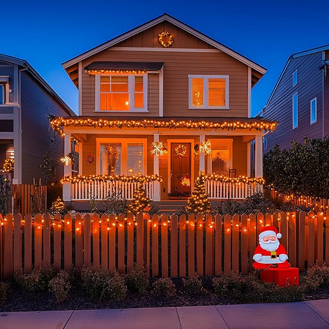 JMEXSUSS 150LED Orange Halloween Lights Indoor Outdoor, Connectable Christmas String Lights Indoor Plug in, 8 Modes Orange Lights for Halloween Fireplace Tree Bedroom Party Decor