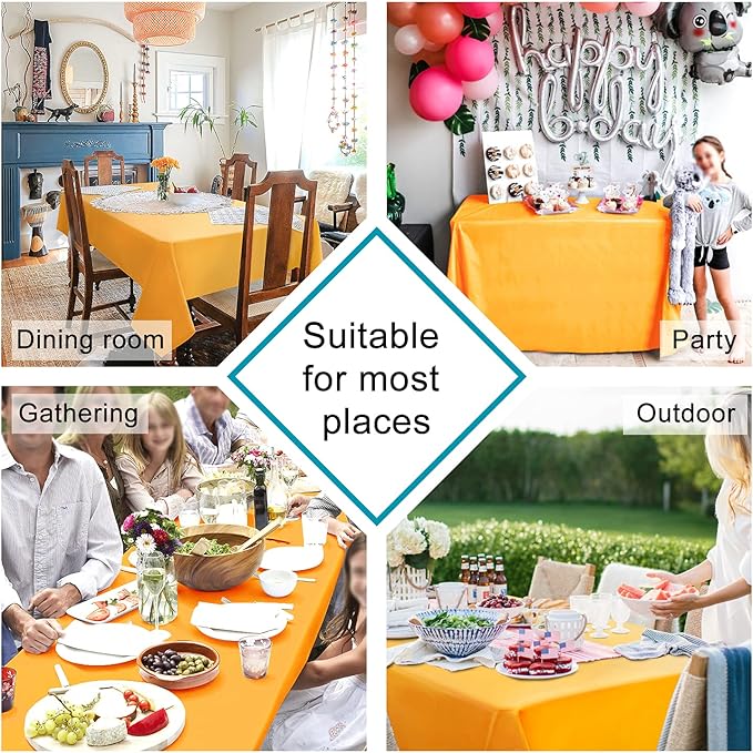 Hiasan Rectangle Tablecloth - Waterproof Spillproof and Wrinkle Resistant Washable Polyester Table Cloth for Dining Party, 52 x 70 inch, Orange Yellow