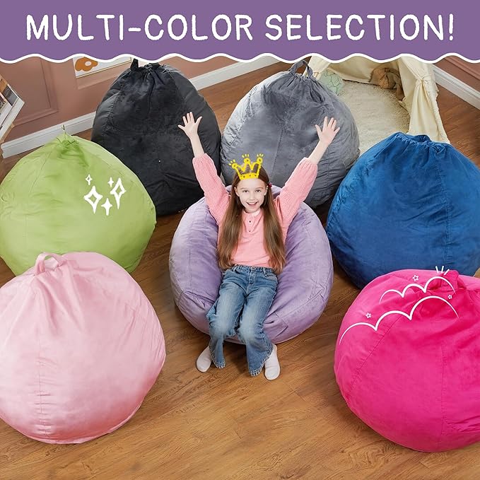 2FT Bean Bag Chair with Ultra Soft Velvet Cover Bean Bag Sofa with Memory Foam Bean Bag Chairs with Large Size Lazy Sofa for Dorm Office Living Room Bedroom Purple 2'
