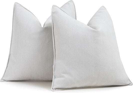 ZWJD Cream Pillow Covers 24x24 Set of 2 Chenille Throw Pillow Covers with Elegant Design Soft and Luxurious Decorative Throw Pillows for Couch, Bed, and Home Decor