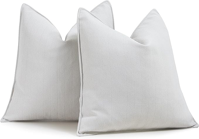 ZWJD Cream Pillow Covers 20x20 Set of 2 Chenille Throw Pillow Covers with Elegant Design Soft and Luxurious Decorative Throw Pillows for Couch, Bed, and Home Decor
