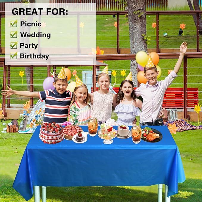 Craft And Party, 54 in x 100 feet Plastic Table Cover Roll for Party, Banquet, Picnic, Kids Activities for Any Size and Shape Table (Royal Blue, 54" x 100ft)