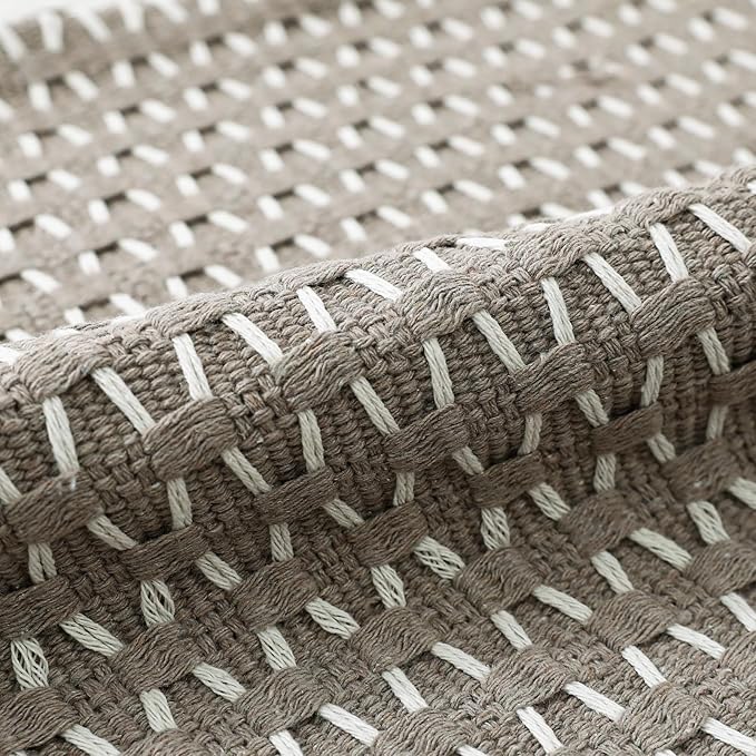 sykting Boho Outdoor Pillow Covers 18x18 Set of 2 Thick Woven Neutral Brown Throw Pillow Covers with Tassels for Couch Sofa Living Room