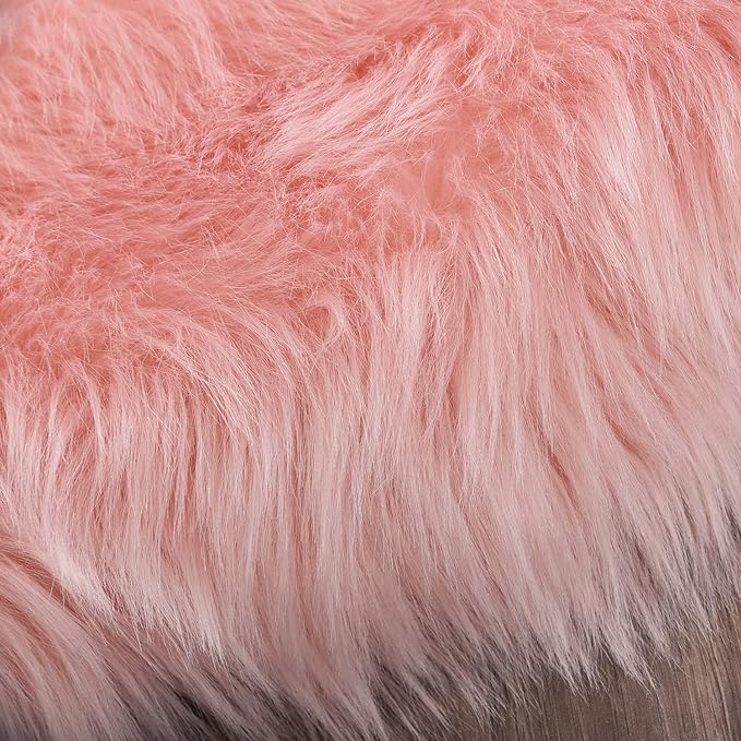 Latepis Pink Bedroom Rug 4x6 Area Faux Sheepskin Rug Fluffy Fur Rugs for Living Room Furry Bedside Rugs for Girls Room Luxury Home Decor