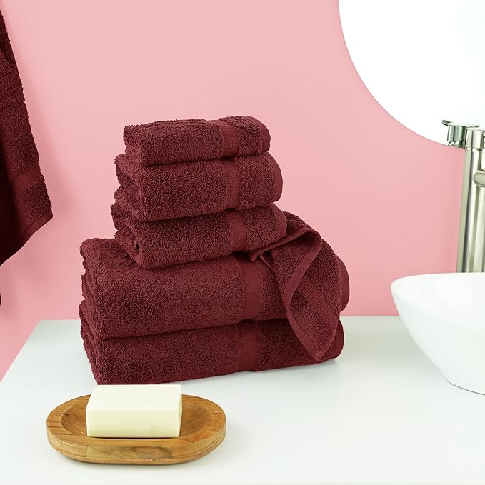Chakir Turkish Linens Luxury Spa and Hotel Quality Premium Turkish Cotton 6-Piece Towel Set (2 x Bath Towels, 2 x Hand Towels, 2 x Washcloths)