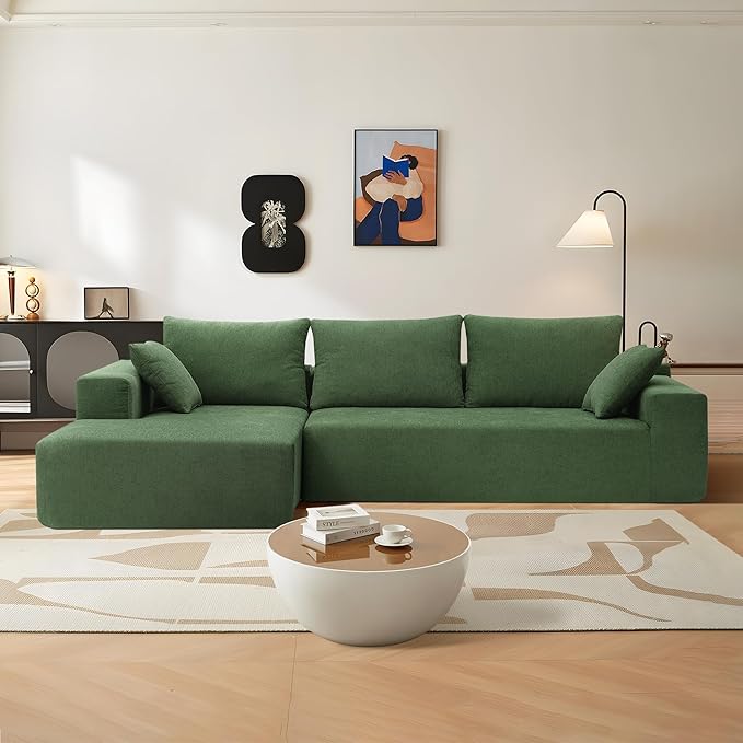 109 X 68'' Sectional Sofa, Chenille Fabric L Shaped Couch, 3 Seat Corner Sofa, Modern Upholstered Couch with 2 Pillow Left Hand Lounge for Living Room, Office