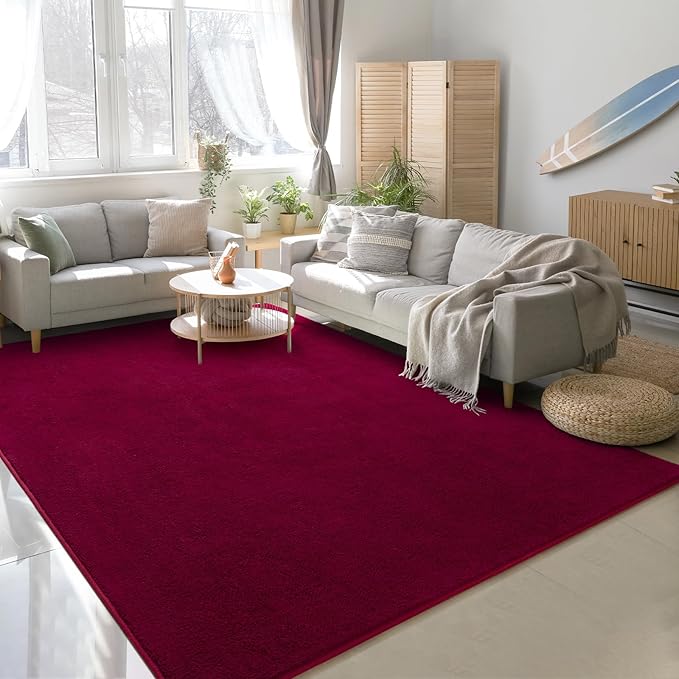 Soft Rugs for Living Room 6x9 Wine Red, Minimalist Area Rug for Bedroom Nursery Dining Table Dorm, Large Throw Rugs for Men Boys Girls Kids Room Indoor Floor Carpets