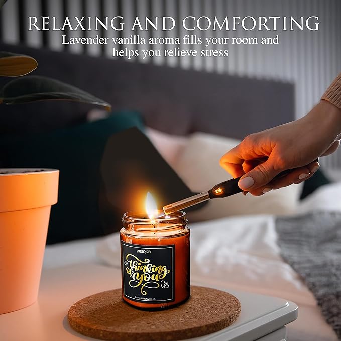 Thinking of You Scented Candle Gifts for Women Men - Unique Friendship Gifts for Best Friend - Relaxing Aromatherapy Gift for Her Him - Lavender Vanilla Essential Oil Soy Wax Candle for Home