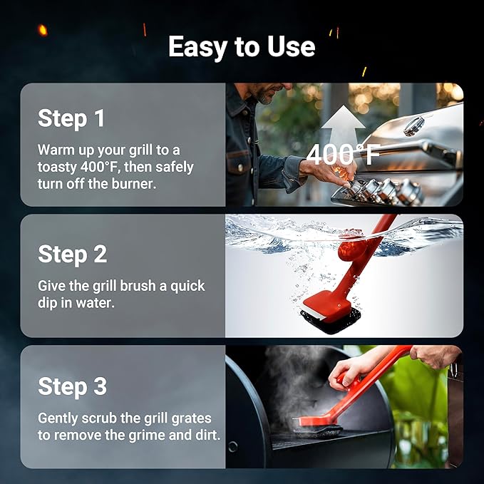 BQ03 Grill Brush Replaceable Cleaning Head, Safe Bristle-Free BBQ Cleaning Tool, Barbecue Grill Cleaner, 6 Pcs Refill, Only for BQ03