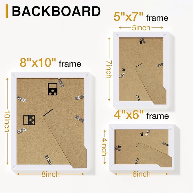Vittanly 10 Pack Picture Frames Collage Wall Decor, Gallery Wall Frame Set for Wall or Tabletop Display, Engineered Wood and Shatter-resistant Plexiglass, Multi Sizes with 8x10, 5x7, 4x6 Frames, White