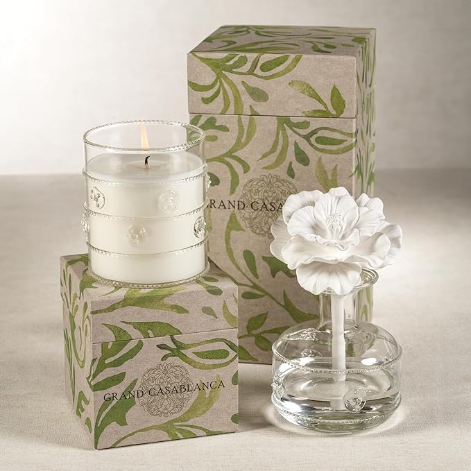 Zodax Grand Casablanca Glass Jar Scented Candle for Home Decor - Single-Wick Candle Ideal for Kitchen and Bathroom - Makes a Great Gift for Women and Men - Wild Tuberose - 12 Oz.