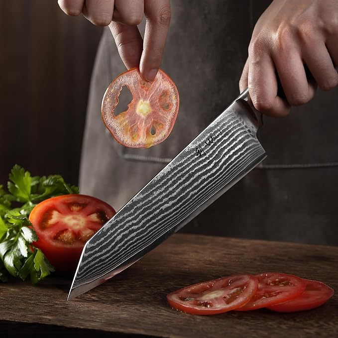 Wakoli EDIB Kiritsuke Chef Knife 8-inch - 67-Layer Damascus VG10 Core Steel, Razor Sharp Japanese Kitchen Knife with Pakkawood Handle, for Meat, Fish & Vegetables