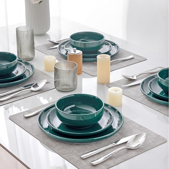 AmorArc Ceramic Dinnerware Sets for 6,Porcelain Plates and Bowls Sets, Scratch Resistant Dishes Set, Dishwasher & Microwave & Oven Safe Dishes Set,White Dishware Service for 6-18 pcs