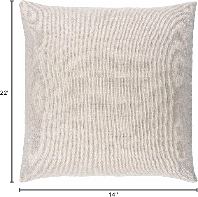 Hauteloom Oaqui Decorative Throw Pillow - Sofa Couch Cushion Cover - Boho Farmhouse Lumbar - Viscose - Cream