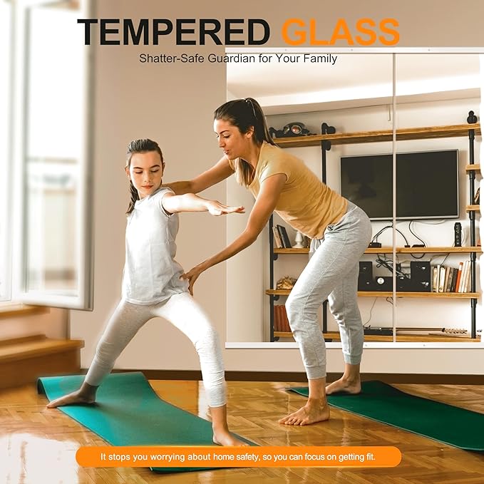 Delma Home Gym Mirror,54''x30''x2PCS,Large Full Body Tempered Glass Frameless, Wall-Mounted for Gym, Yoga, Garage, Bedroom, Bathroom