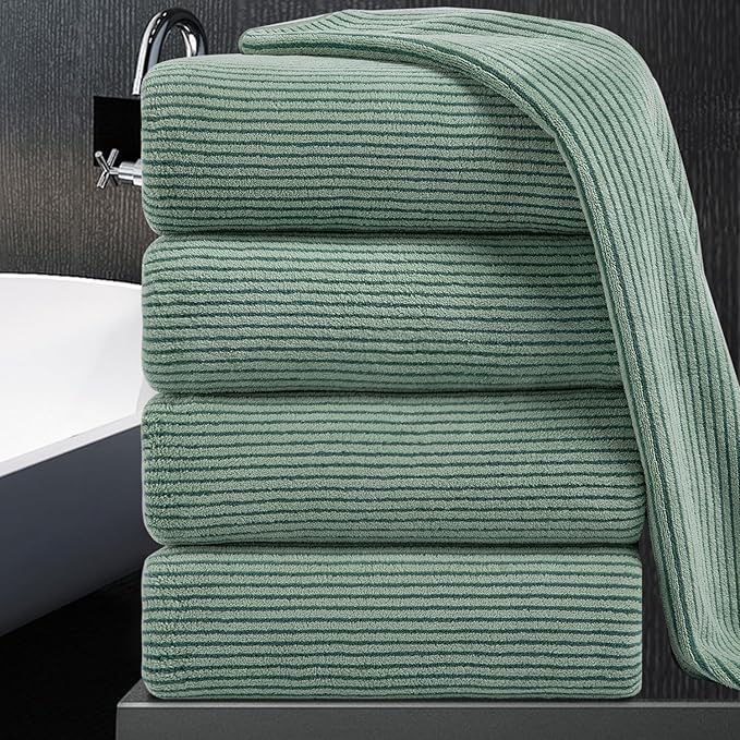 4 Piece Bath Towel Set 35"x70"Oversized Bath Towel for Bathroom Ultra Soft Fluffy Extra Large Bath Sheet Luxury Premium Bathroom Towel Highly Absorbent Quick Dry Shower Towel for Hotel Spa,Green